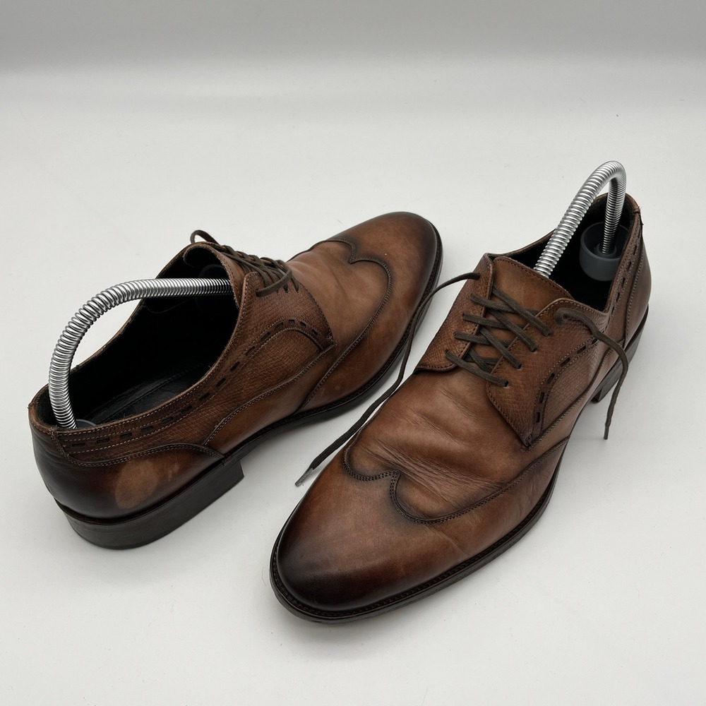 Johnston & Murphy Handcrafted in Italy Brown Leather Wingtip Derby 24-1816 9M